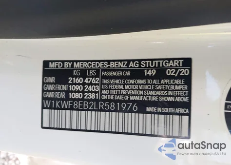 2020 Mercedes-Benz C 300 4Matic from USA, damaged, VIN W1KWF8EB2LR581976